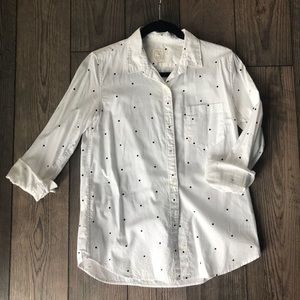 Gap size small white with navy polka dots